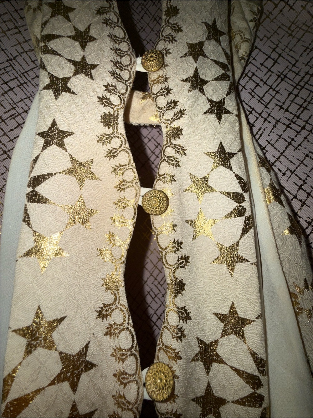 Kimchi Blue Cream Dress with Metallic Gold Motif - Picture 5 of 7
